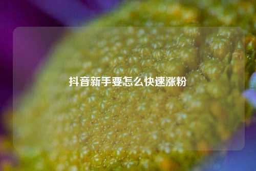 抖音新手要怎么快速涨粉